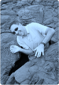 Man emerging from lava